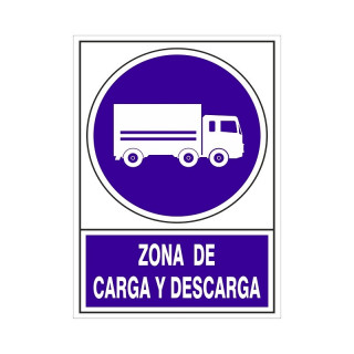 SEÑAL DE ZONA DE CARGA Y DESCARGA. INFORMATIVA. RECTANGULAR. PLACA RÍGIDA. ADHESIVO RÍGIDO