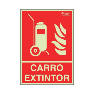SEÑAL DE CARRO EXTINTOR. LUMINISCENTE. PLÁSTICA. 297 X 210 MM