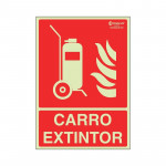 SEÑAL DE CARRO EXTINTOR. LUMINISCENTE. PLÁSTICA. 297 X 210 MM