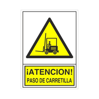 SEÑAL 325 PLAST.345x245PASO CARRETILLA" ­ATENCION! PASO CARRETILLA"