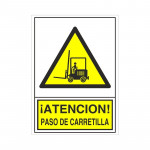 SEÑAL 325 PLAST.345x245PASO CARRETILLA" ­ATENCION! PASO CARRETILLA"