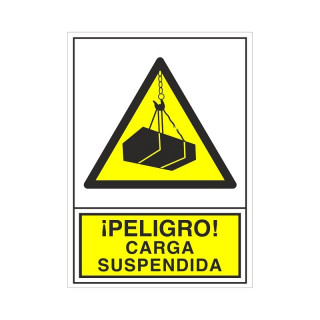 SEÑAL 388 PLAST.490x345CARGA SUSPENDIDA ­PELIGRO! CARGA SUSPENDIDA"