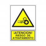SEÑAL 398 ADHESIVA 148x105 R.ATRAP." ­PELIGRO! RIESGO DE ATRAPAMIENTO (MANO)"