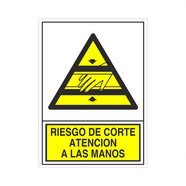 SEÑAL 396 PLAST.295X210''R.CORTE MANOS'' RIESGO DE CORTE ATENCION LAS MANOS