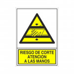 SEÑAL 396 PLAST.295X210''R.CORTE MANOS'' RIESGO DE CORTE ATENCION LAS MANOS
