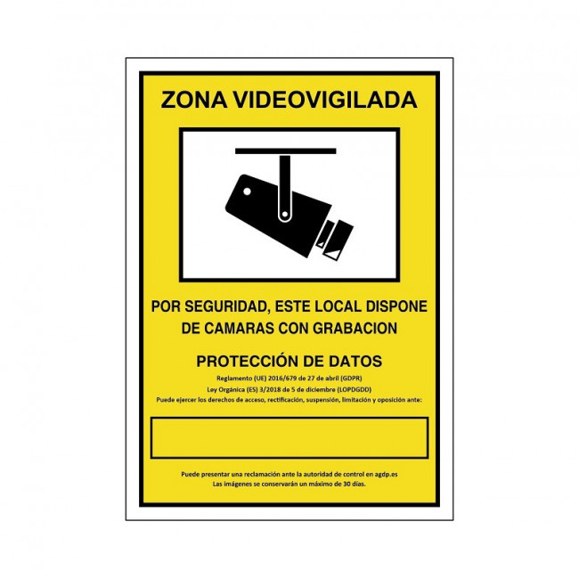 SEÑAL 839 PLAST.297X210''Z/VIDEOVIGILADA'' ZONA VIDEOVIGILADA