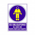 SEÑAL DE OBLIGACIÓN DE ROPA REFLECTANTE. PLÁSTICO O VINILO RÍGIDO. 345X245MM