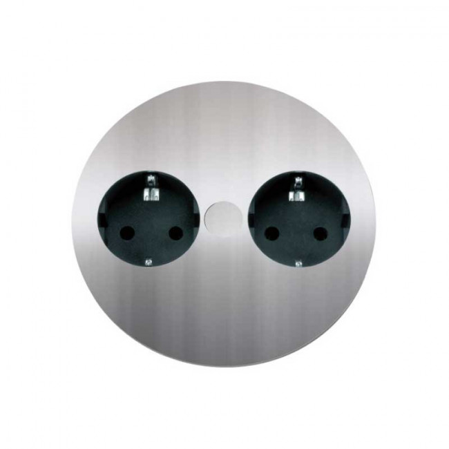 MÓDULO DE ENCHUFES EMBUTIBLE TWIST. ACERO INOXIDABLE. 2 TOMAS. PLATA - BACHMANN