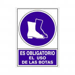 SEÑAL 602 PLAST.345x245 OBLI.USO BOTAS" ES OBLIGATORIO EL USO DE LAS BOTAS"