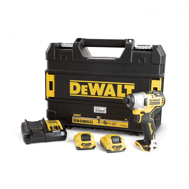 ATORNILLADOR DE IMPACTO INALÁMBRICO DCF801D2-QW. SIN ESCOBILLAS. 12V. BATERÍA LI-ION XR. 2AH. PAR MÁXIMO 163NM - DEWALT