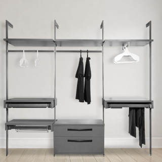 KIT DE PERFILERÍA PARA VESTIDORES SEVEN. ACERO. GRAFITO. SISTEMA MODULAR. REGULABLE 13MM 2