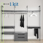 KIT DE PERFILERÍA PARA VESTIDORES SEVEN. ACERO. GRAFITO. SISTEMA MODULAR. REGULABLE 13MM
