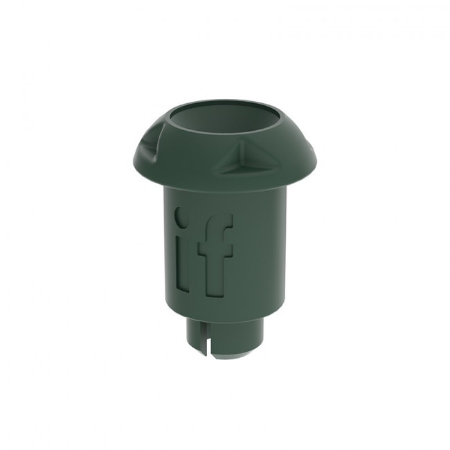 HERRAJE DE UNIÓN INVISIBLE PEANUT 2 CORTO. PLÁSTICO REFORZADO. CON FIBRA DE VIDRIO. VERDE OSCURO MATE. MECANIZADO CNC. D