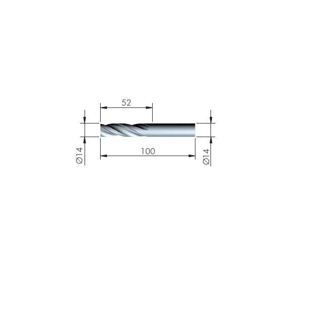 BROCA HELICOIDAL DE ACERO PARA METAL Ø14 X 100 MM - ITALIANA FERRAMENTA