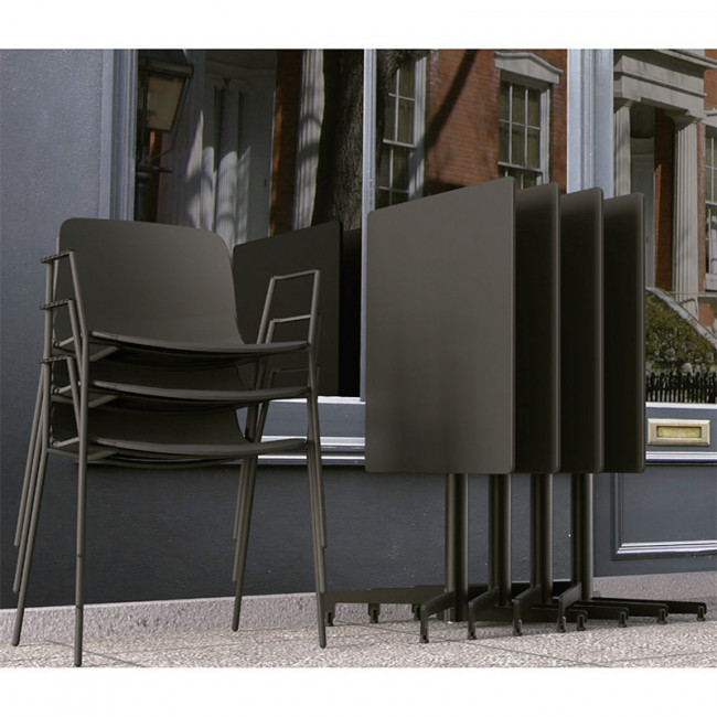 PATA PLEGABLE SIMPLE ARKA H715 NEGRO TUBO d60mm. PARA TABLERO MESA MAX.800