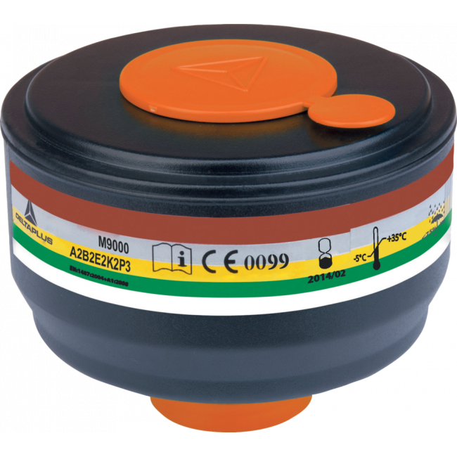FILTRO CARTUCHO REUTILIZABLE M9001E. UNIVERSAL DIN40. A2B2E2K2P3. PLÁSTICO. PARA MÁSCARAS COMPLETAS. 4 CARTUCHOS - DELTA