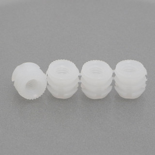 TUERCA DE NILÓN EN TIRAS. ROSCA M6. FIJACIÓN POR INSERCIÓN. DIÁMETRO 11MM. PARA TALADRO 10MM. TIRAS DE 12 PIEZAS