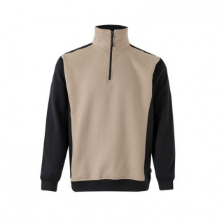 SUDADERA BICOLOR DE MEDIA CREMALLERA. FELPA PERCHADA. ANTIPILLING