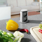 MODULO ENCHUFES ELEVATOR 2xSCHUKO  ALUMINIO ANODIZADO Y PLAST.NEGRO. CABLE 2M.