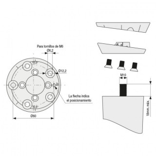 CONECTOR TWIST'N-TURN PARA PATAS DE MESA 5 POSICIONES. M-10. PATENTADO. 2