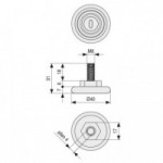 PIE NIVELADOR NUBA Ø40 M8X18 NEGRO C/HUELLA ALLEN 4mm. CON TUERCA HEXAGONAL d17