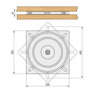 PLATO GIRATORIA ALBORA CUADRADO 330x330 NEGRO (Soporta 300kgs. aprox.) 2