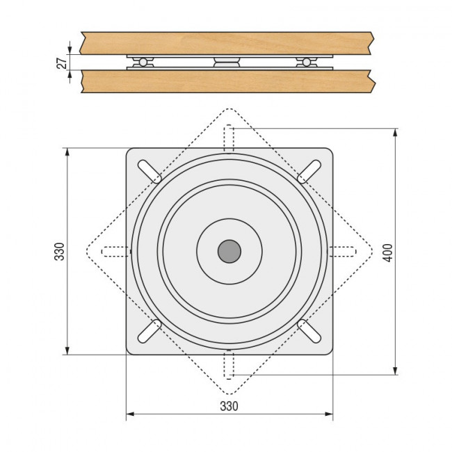 PLATO GIRATORIA ALBORA CUADRADO 330x330 NEGRO (Soporta 300kgs. aprox.) PLATO GIRATORIA ALBORA CUADRADO 330x330 NEGRO (Soporta 300kgs. aprox.)