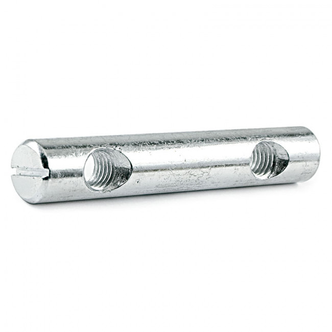 TUERCA ÉMBOLO. ROSCA M8. ZINCADO. DIÁMETRO 12MM. DOS AGUJEROS LATERALES. RANURA PARA DESTORNILLADOR