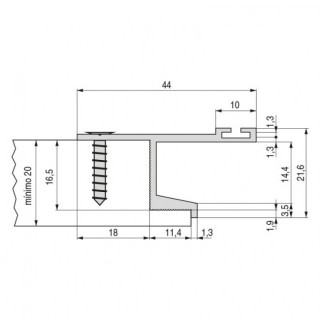 PERFIL TIRADOR ALUM.CALAS 44MM 2,60 EFECTO INOX 2