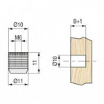 TUERCA NYLON BLANCO COTO M6 d11X11 PARA TALADRO 10mm. CON RANURA EN LA CABEZA.