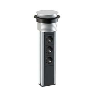TORRE TELESCÓPICA DE ALUMINIO SACYR ø80 3 TOMAS + 2 USB IP20, 3 SCHUKO + 2 USB. 3500W 2