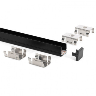 PERFIL ELECTRIFICADO MINIRAIL. NEGRO LACADO. MONTAJE SUPERFICIAL. CLIPS DE FIJACIÓN. 24V DC