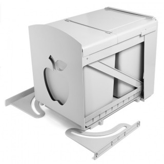 CUBO BASURA ECOLÓGICO MANZANA 2x16L. GRIS  INCLUYE SET DE MECANIZACION A LA PUERTA 2