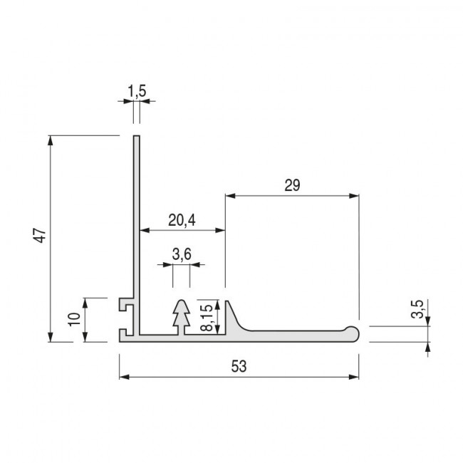 PERFIL TIRADOR ALUMINIO LIA 2,60 PLATA MATE