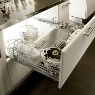 CESTO BAJO FREGADERO ELIA M900 CROMO CON GUIA CON GUIA CUADRO, CIERRE AMORTIGUADO 2