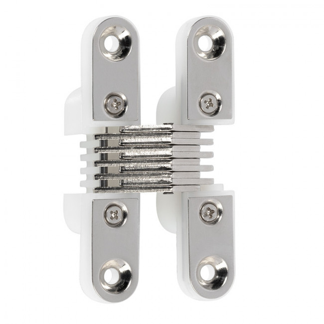 BISAGRA INVISIBLE 499 64,5x12,5 NIQUEL  5Kgs/2BIS. HIERRO NIQUELADO-NYLON BLANCO.