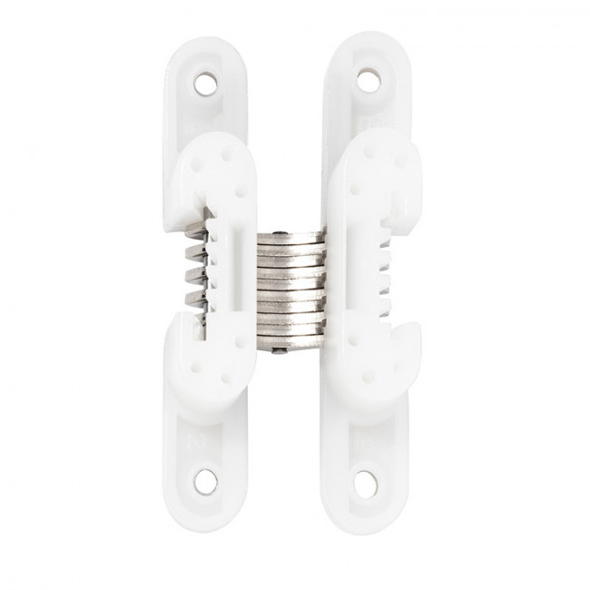 BISAGRA INVISIBLE DE HIERRO NIQUELADO Y NYLON BLANCO CEAM