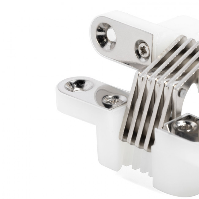 BISAGRA INVISIBLE 499 64,5x12,5 NIQUEL  5Kgs/2BIS. HIERRO NIQUELADO-NYLON BLANCO.