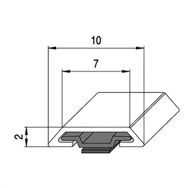 PERFIL ADHESIVA BALEA 10mm 3M. PLATA MATE  PARA PUERTAS DE CRISTAL.