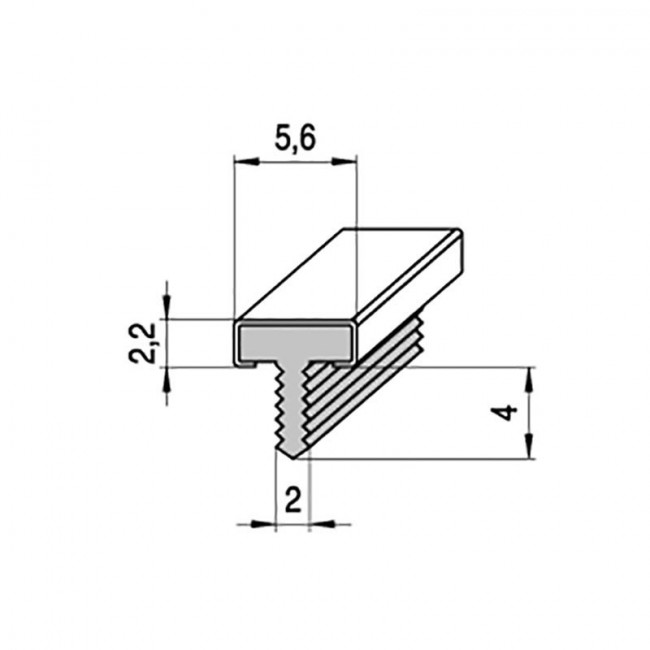 PERFIL "T" CALETA 5,6mm 3M. PLATA MATE