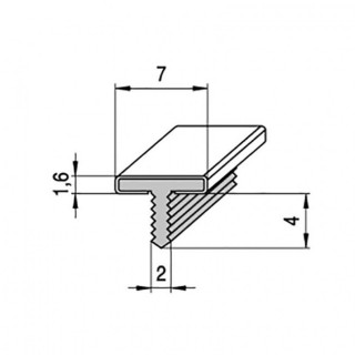 PERFIL "T" CALETA 7mm 3M. PLATA MATE