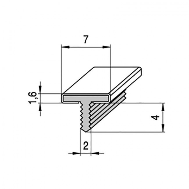 PERFIL T EMBELLECEDOR DE EMBUTIR 7 MM PLATA MATE 3 M