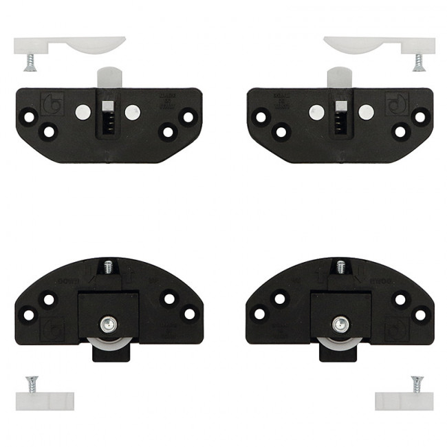 KIT DE HERRAJES PARA PUERTAS CORREDERAS SUPERPUESTAS. CORREBASE. PLÁSTICO Y ACERO. NEGRO. CAPACIDAD 40KG - TERNO