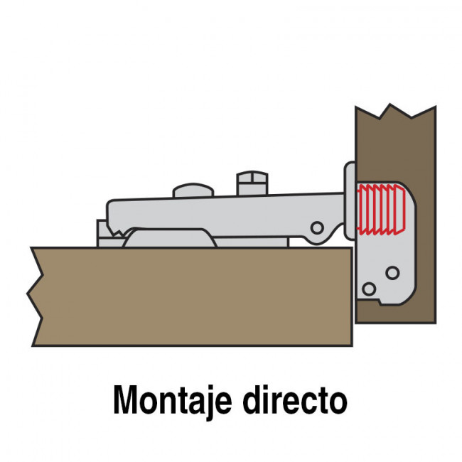 BISAGRA OCULTA CAZOLETA 105º MONTAJE DIRECTO Ø10 MM Ø26 RECTA