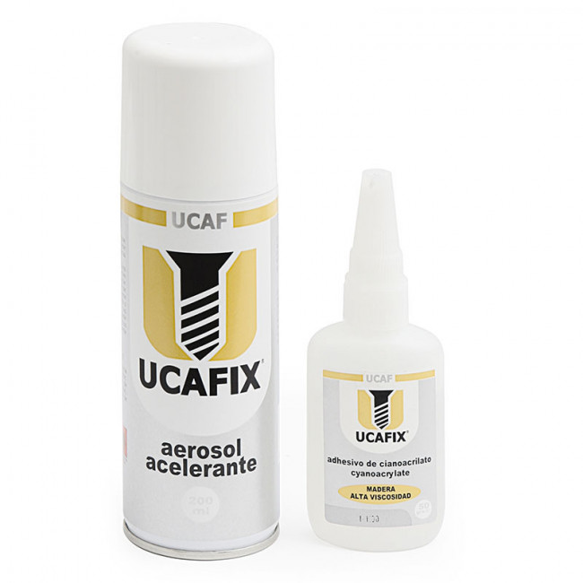 KIT UCAFIX CIANOCRILATO 50ml + ACELERANTE 200ml ALTA VISCOSIDAD