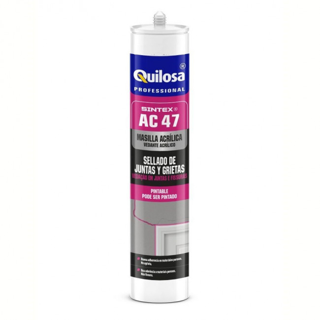 MASILLA ACRÍLICA SINTEX AC-47. PINTABLE. MONOCOMPONENTE. GRIS. EN 15651-1. 310 ML - QUILOSA