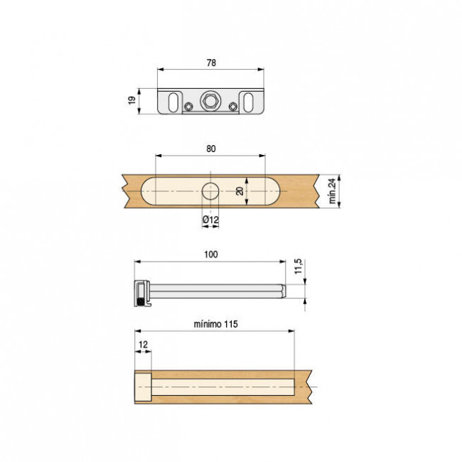 JUEGO 2 SOPORTES OCULTO ESTANTE TRITON ZINCADO (1 JGO: 2 PIEZAS C/TACOS Y TORNILLOS)