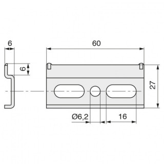 PLACA COLGADOR. ACERO. GALVANIZADO. ALTURA 27MM. PARA COLGADORES OMEGA Y LOGO. LONGITUD 60MM 2