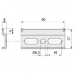 PLACA COLGADOR. ACERO. GALVANIZADO. ALTURA 27MM. PARA COLGADORES OMEGA Y LOGO. LONGITUD 60MM