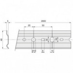 PLACA COLGADOR MUEBLE COCINA. ACERO. GALVANIZADO. LONGITUD 2000MM. PARA COLGADORES OMEGA Y LOGO. ALTURA 48MM